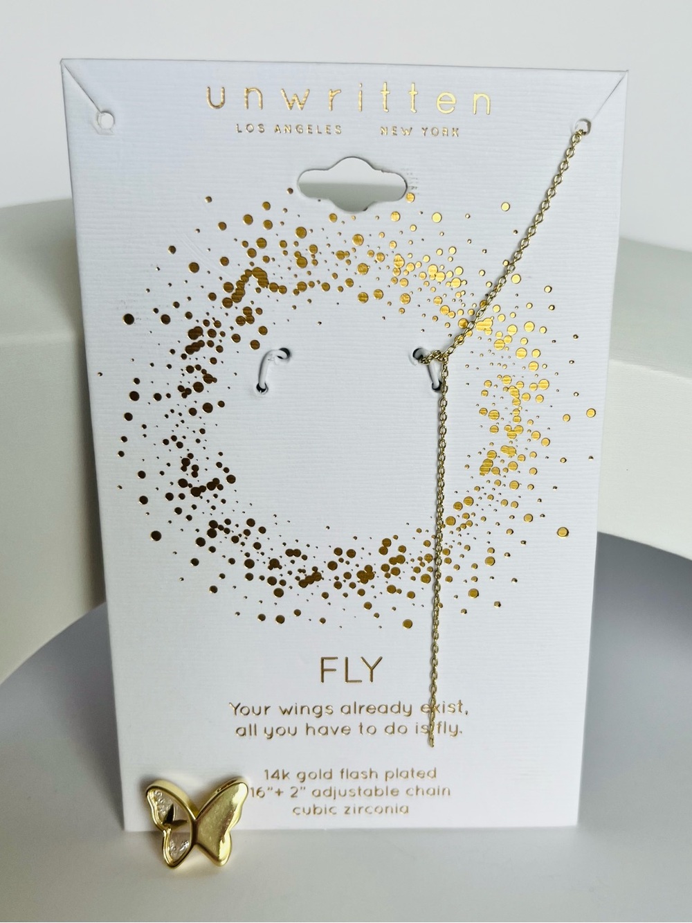 Unwritten Gold Butterfly Pendant Necklace - Gold 16”